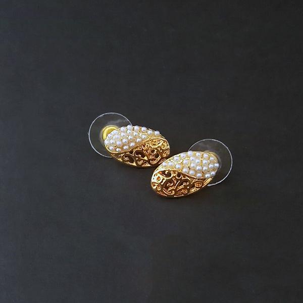 Kriaa Pearl Stud Gold Plated Earrings - 1310076