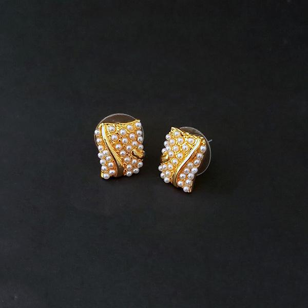 Kriaa Pearl Stud Gold Plated Earrings - 1310077