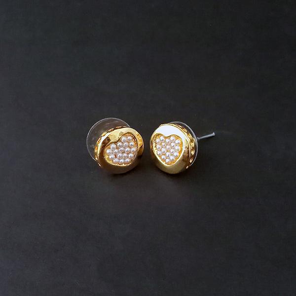Kriaa Pearl Stud Gold Plated Earrings - 1310078