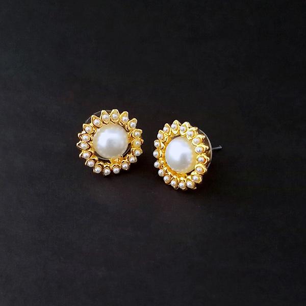 Kriaa Pearl Stud Gold Plated Earrings - 1310079