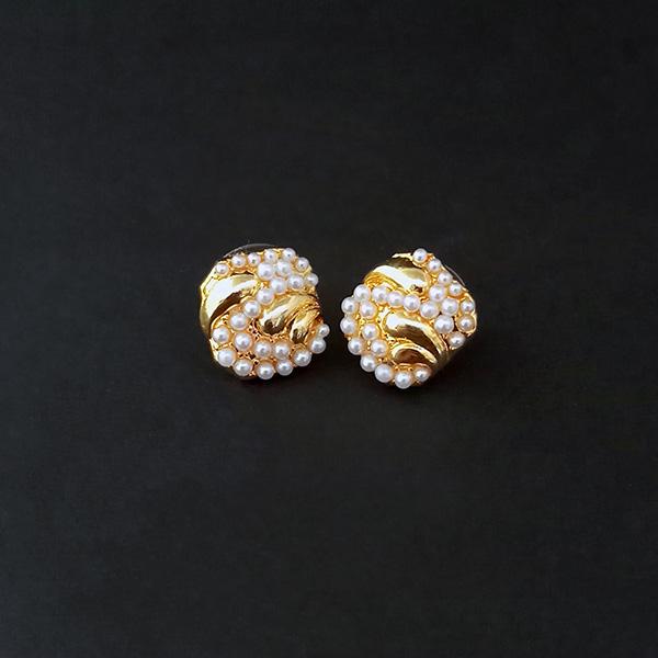 Kriaa Pearl Stud Gold Plated Earrings - 1310080