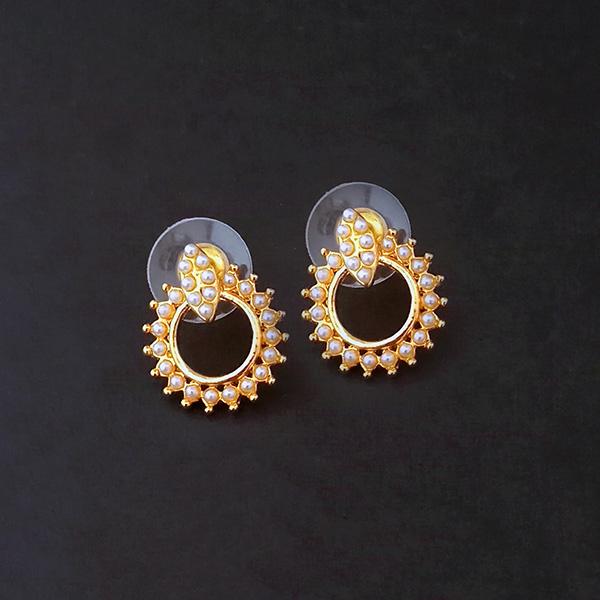 Kriaa Pearl Stud Gold Plated Earrings - 1310081