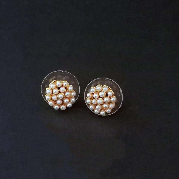 Kriaa Pearl Stud Gold Plated Earrings - 1310082