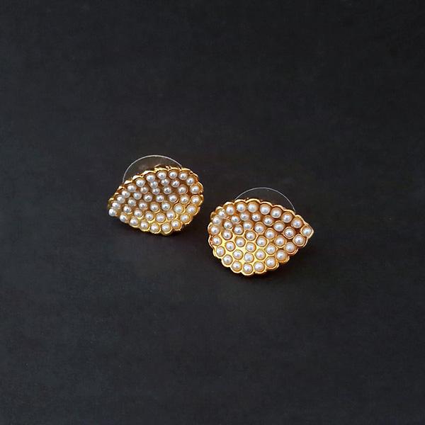 Kriaa Pearl Stud Gold Plated Earrings - 1310083