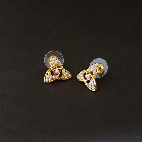 Kriaa Pearl Stud Gold Plated Earrings - 1310084