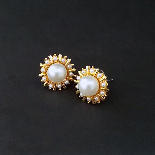 Kriaa Pearl Stud Gold Plated Earrings - 1310087