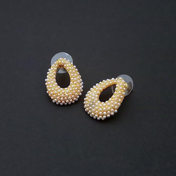 Kriaa Pearl Gold Plated Stud Earrings - 1310088