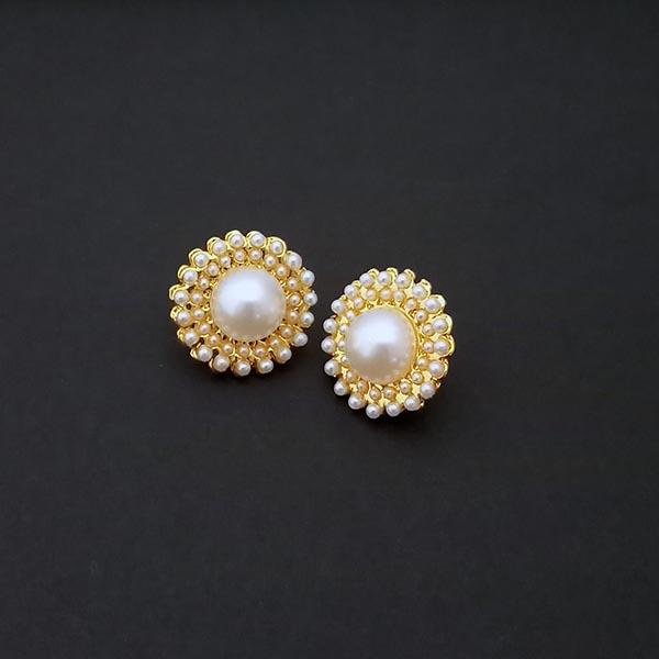 Kriaa Pearl Gold Plated Stud Earrings - 1310089