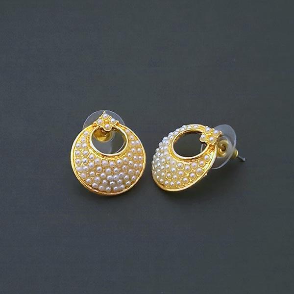 Kriaa Pearl Gold Plated Stud Earrings - 1310090