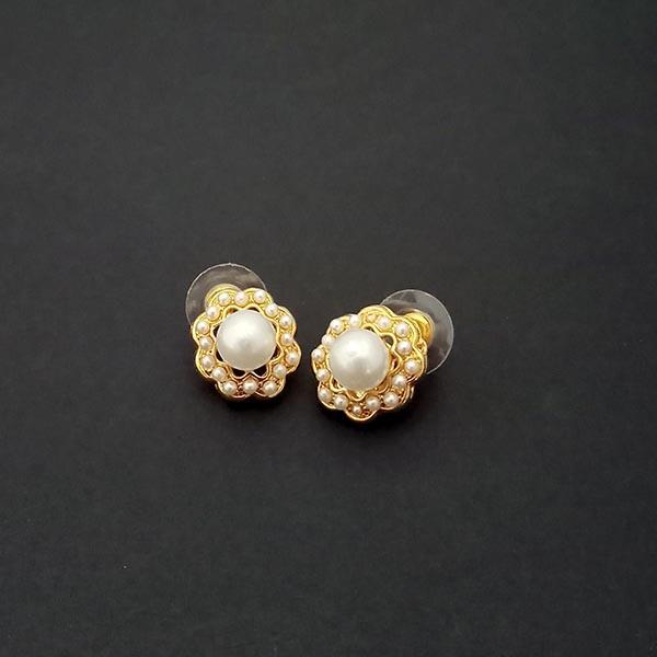 Kriaa Pearl Gold Plated Stud Earrings - 1310092