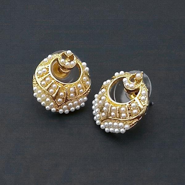 Kriaa Pearl Gold Plated Stud Earrings - 1310094