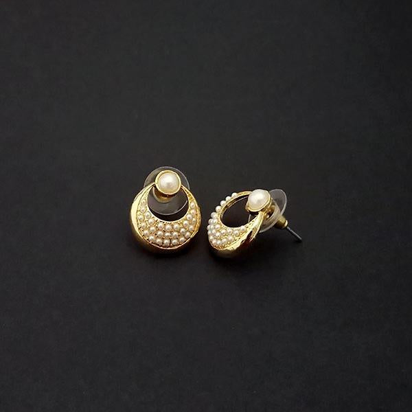 Kriaa Pearl Gold Plated Stud Earrings - 1310095