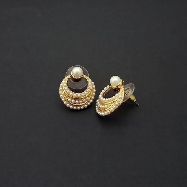 Kriaa Pearl Gold Plated Stud Earrings - 1310096