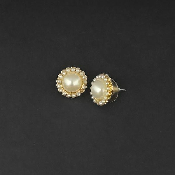 Kriaa Pearl Gold Plated Stud Earrings - 1310098