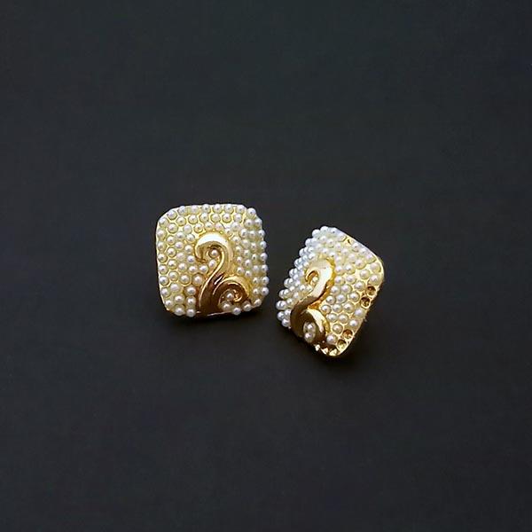 Kriaa Pearl Gold Plated Stud Earrings - 1310100