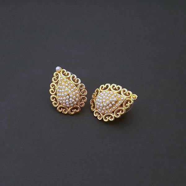 Kriaa Gold Plated Pearl Stud Earrings - 1310131