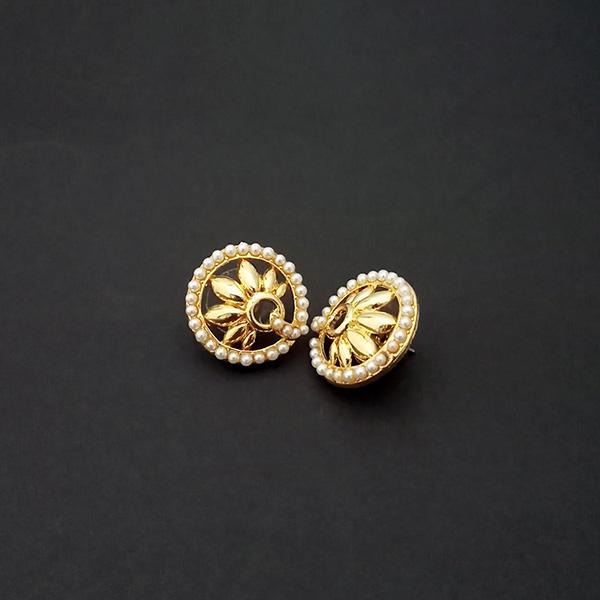 Kriaa Floral Gold Plated Pearl Stud Earrings - 1310132