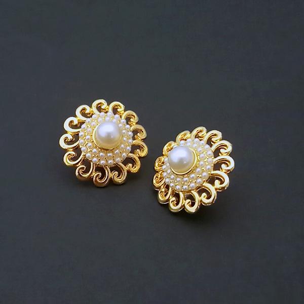 Kriaa Floral Gold Plated Pearl Stud Earrings - 1310134