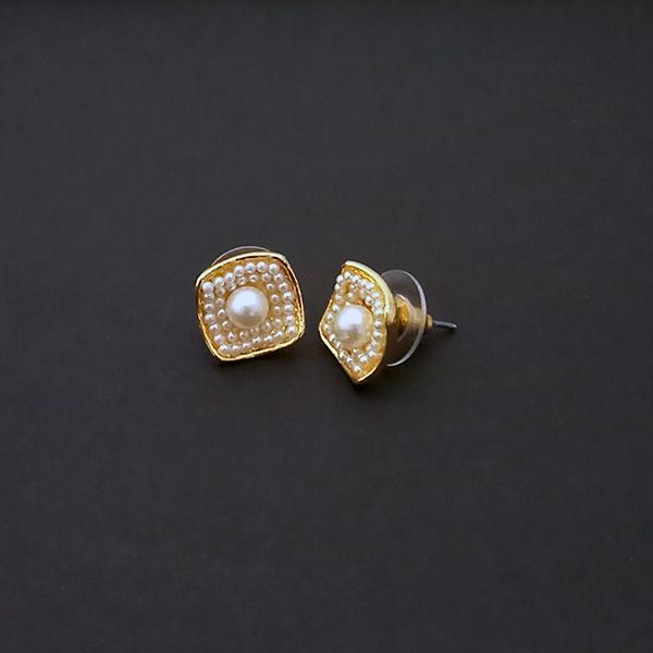 Kriaa Gold Plated Pearl Stud Earrings - 1310135