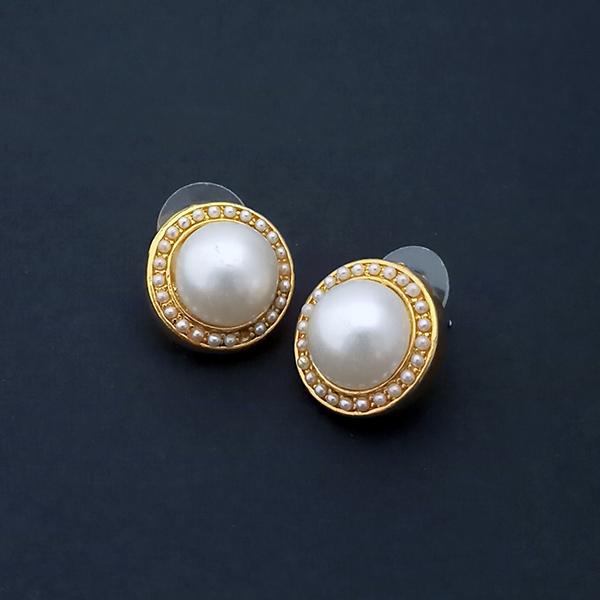 Kriaa Gold Plated Pearl Stud Earrings - 1310136