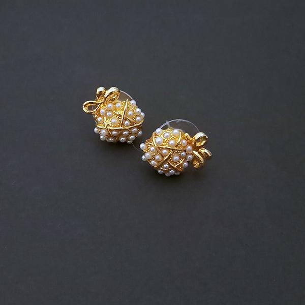 Kriaa Gold Plated Pearl Stud Earrings - 1310138