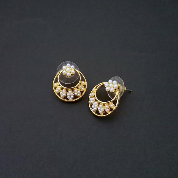 Kriaa Gold Plated Pearl Stud Earrings - 1310140