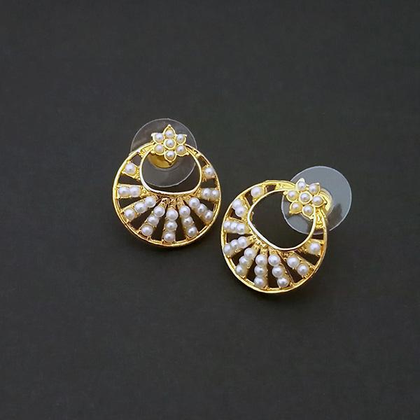 Kriaa Gold Plated Pearl Stud Earrings - 1310141