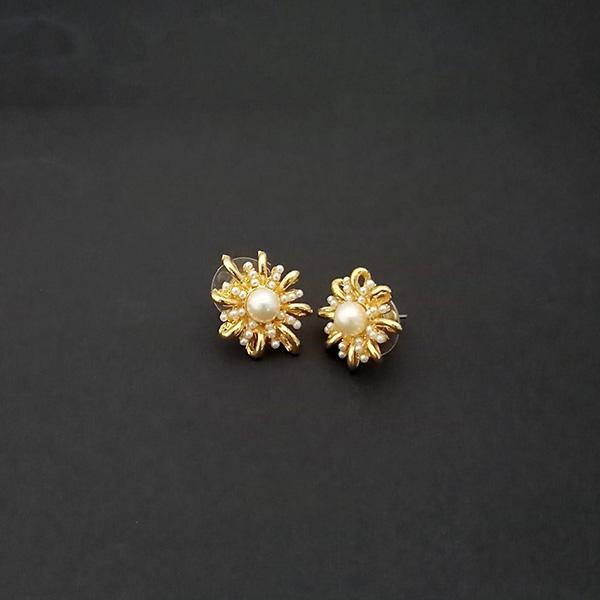 Kriaa Floral Gold Plated Pearl Stud Earrings - 1310143