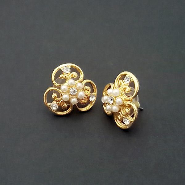 Kriaa Gold Plated Pearl Stud Earrings - 1310144