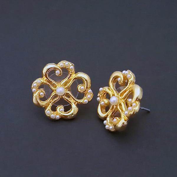 Kriaa Floral Gold Plated Pearl Stud Earrings - 1310146