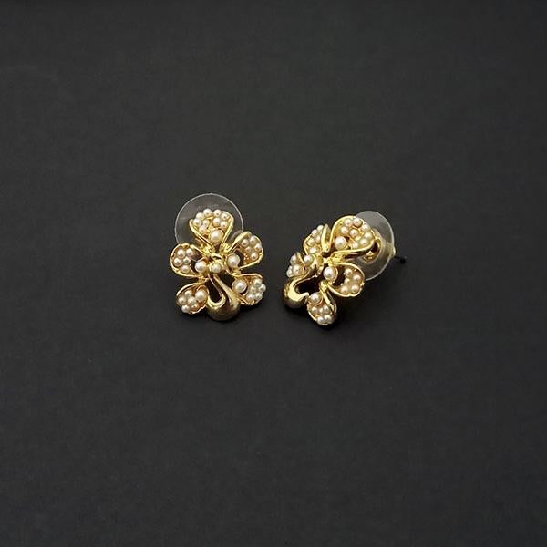 Kriaa Gold Plated Pearl Stud Earrings - 1310157