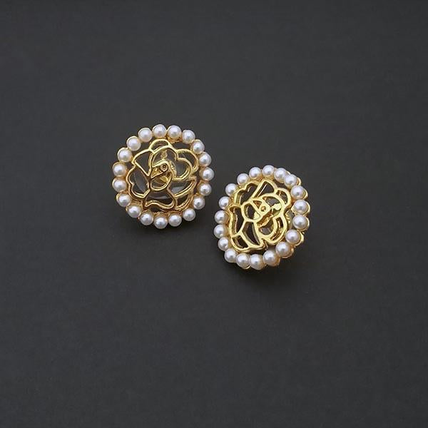 Kriaa Gold Plated Pearl Stud Earrings - 1310159