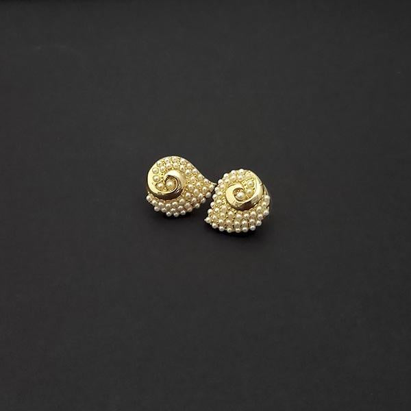 Kriaa Gold Plated Pearl Stud Earrings - 1310160