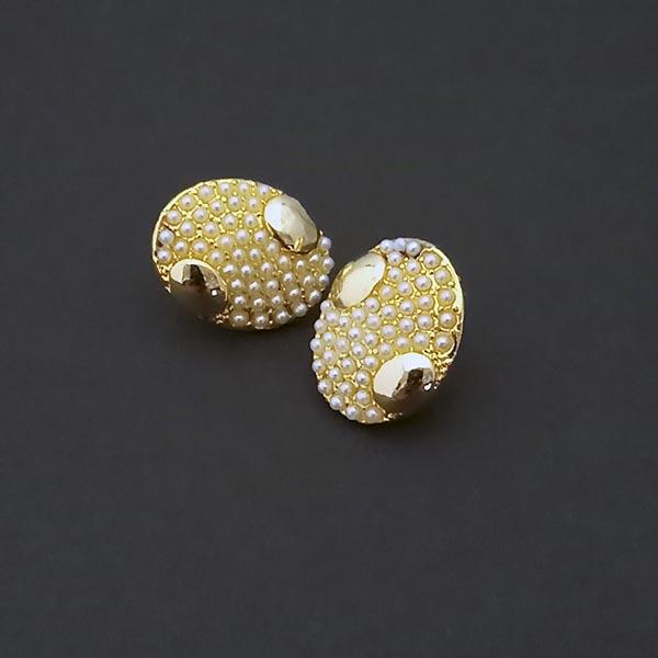 Kriaa Gold Plated Pearl Stud Earrings - 1310161