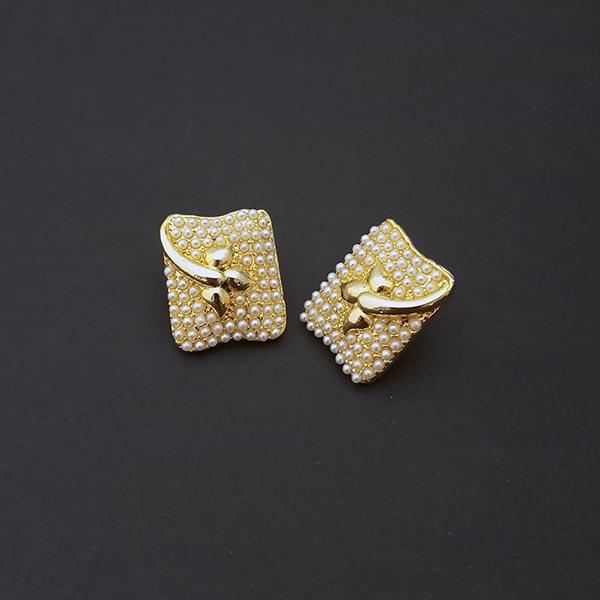 Kriaa Gold Plated Pearl Stud Earrings - 1310164