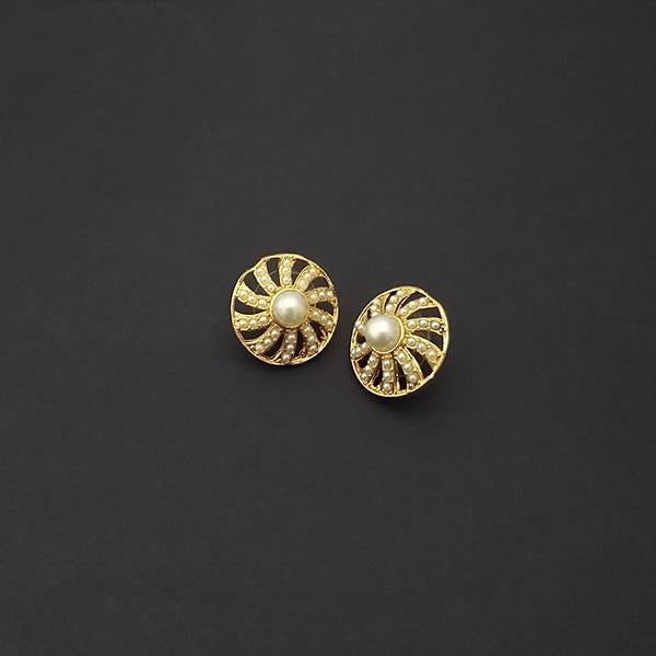 Kriaa Gold Plated Pearl Stud Earrings - 1310165