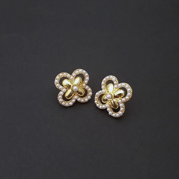 Kriaa Gold Plated Pearl Stud Earrings - 1310166