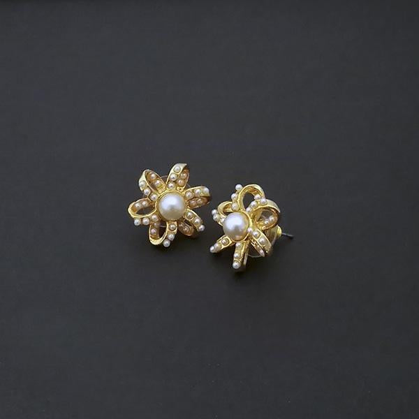 Kriaa Gold Plated Pearl Stud Earrings - 1310167