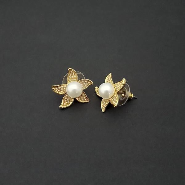 Kriaa Gold Plated Pearl Stud Earrings - 1310168