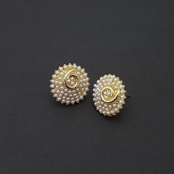 Kriaa Gold Plated Pearl Stud Earrings - 1310169