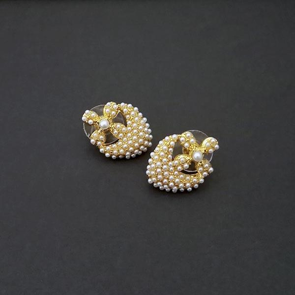 Kriaa Gold Plated Pearl Stud Earrings - 1310171