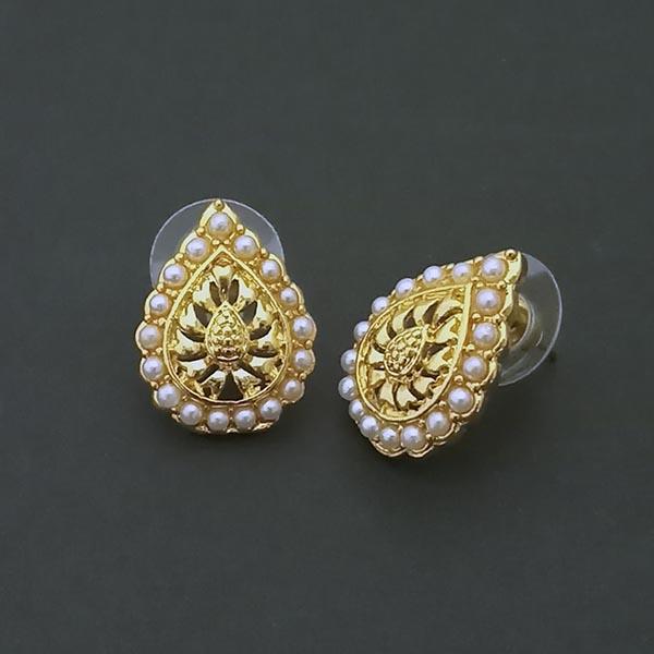 Kriaa Gold Plated Pearl Stud Earrings - 1310172