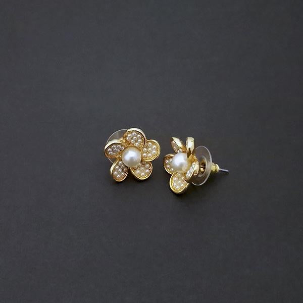 Kriaa Gold Plated Pearl Stud Earrings - 1310173