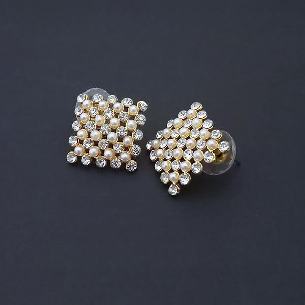 Kriaa Gold Plated Pearl Stud Earrings - 1310182