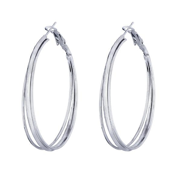 Kriaa Zinc Alloy Silver Plated Hoop Earrings - 1310203A