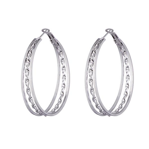 Kriaa Zinc Alloy Silver Plated Hoop Earrings - 1310205A