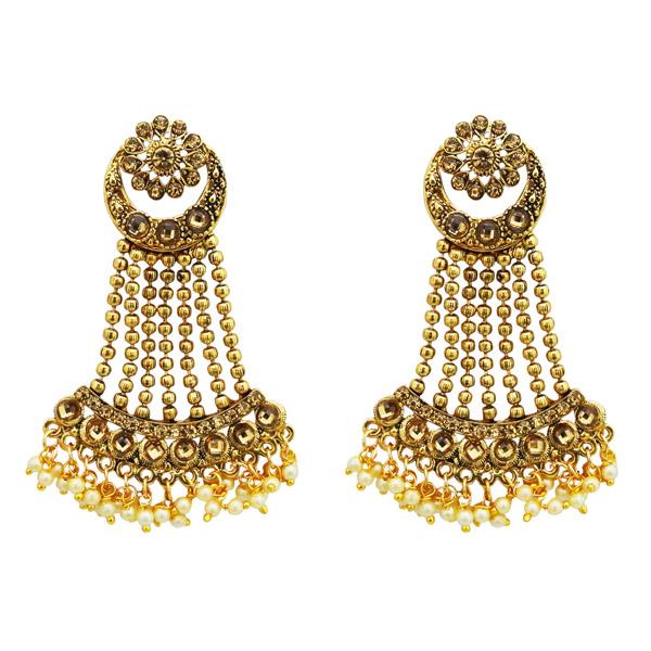 Kriaa Brown Austrian Stone Gold Plated Dangler Earrings - 1310534A