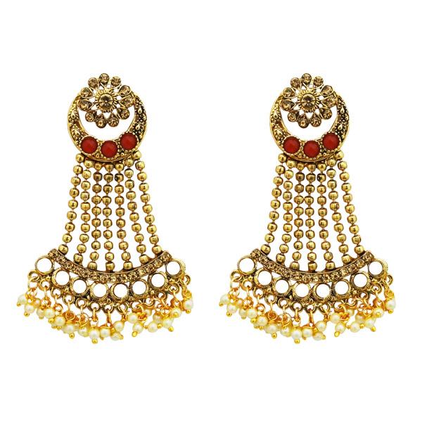 Kriaa Gold Plated Brown Austrian Stone Dangler Earrings - 1310534B