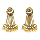 Kriaa Multi Kundan Stone Gold Plated Dangler Earrings - 1310534C