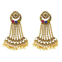 Kriaa Multi Kundan Stone Gold Plated Dangler Earrings - 1310534C